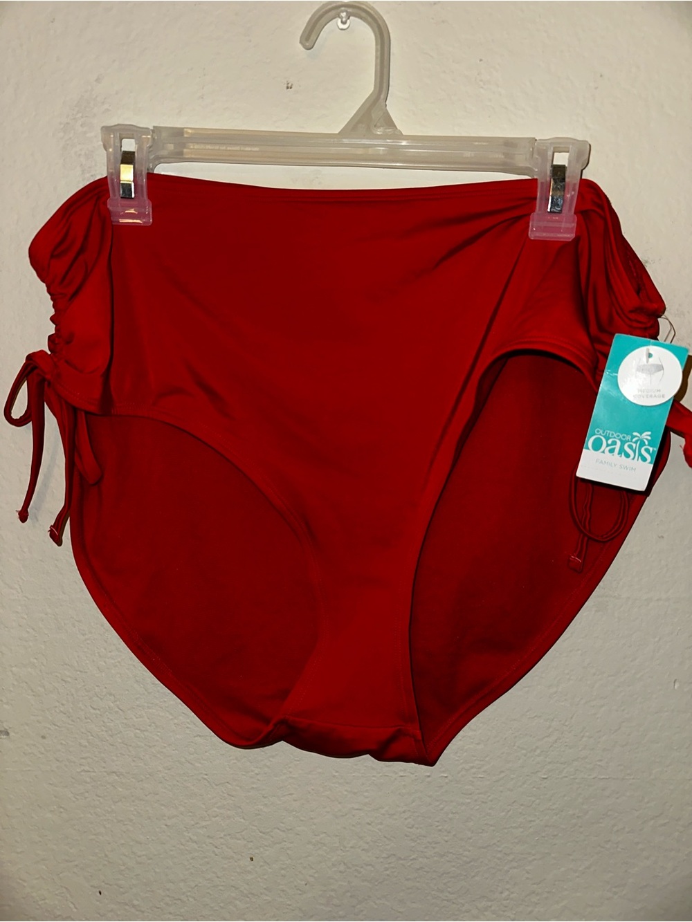 Outdoor Oasis Red side tie bikini bottom plus size 1X
